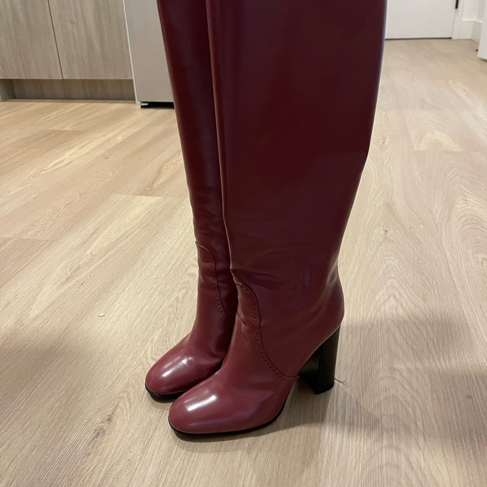 Bottega Veneta Burgundy/plum Knee High Heeled Boots